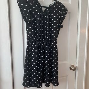 Black short sleeve dress with white cats